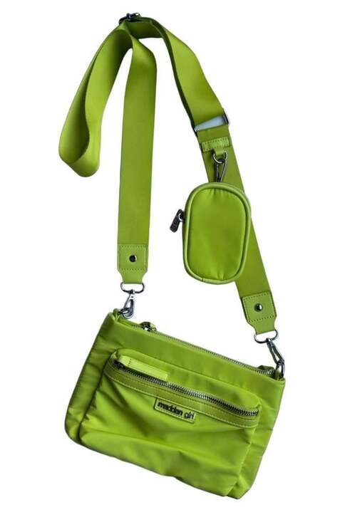 Madden Girl Handbags - Madden Girl Crossbody Bag Lime Green Nylon with Pouch